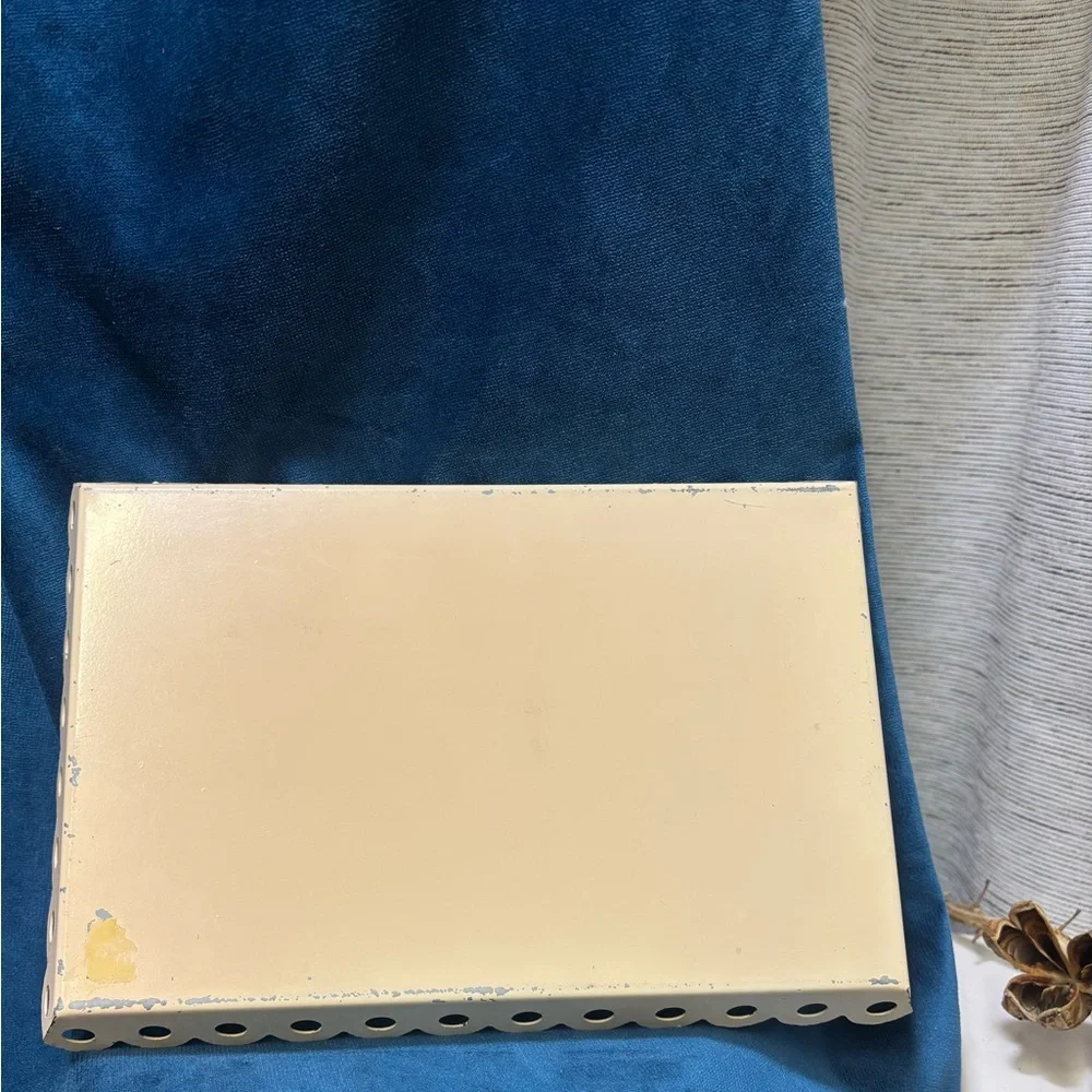 Vintage Hand-Painted “ Toleware” Floral Cream/Peach Decorative Tray